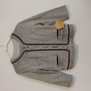 princess Vera Wang | Grey Cropped Cardigan w Chain Detail | Juniors S | NWT